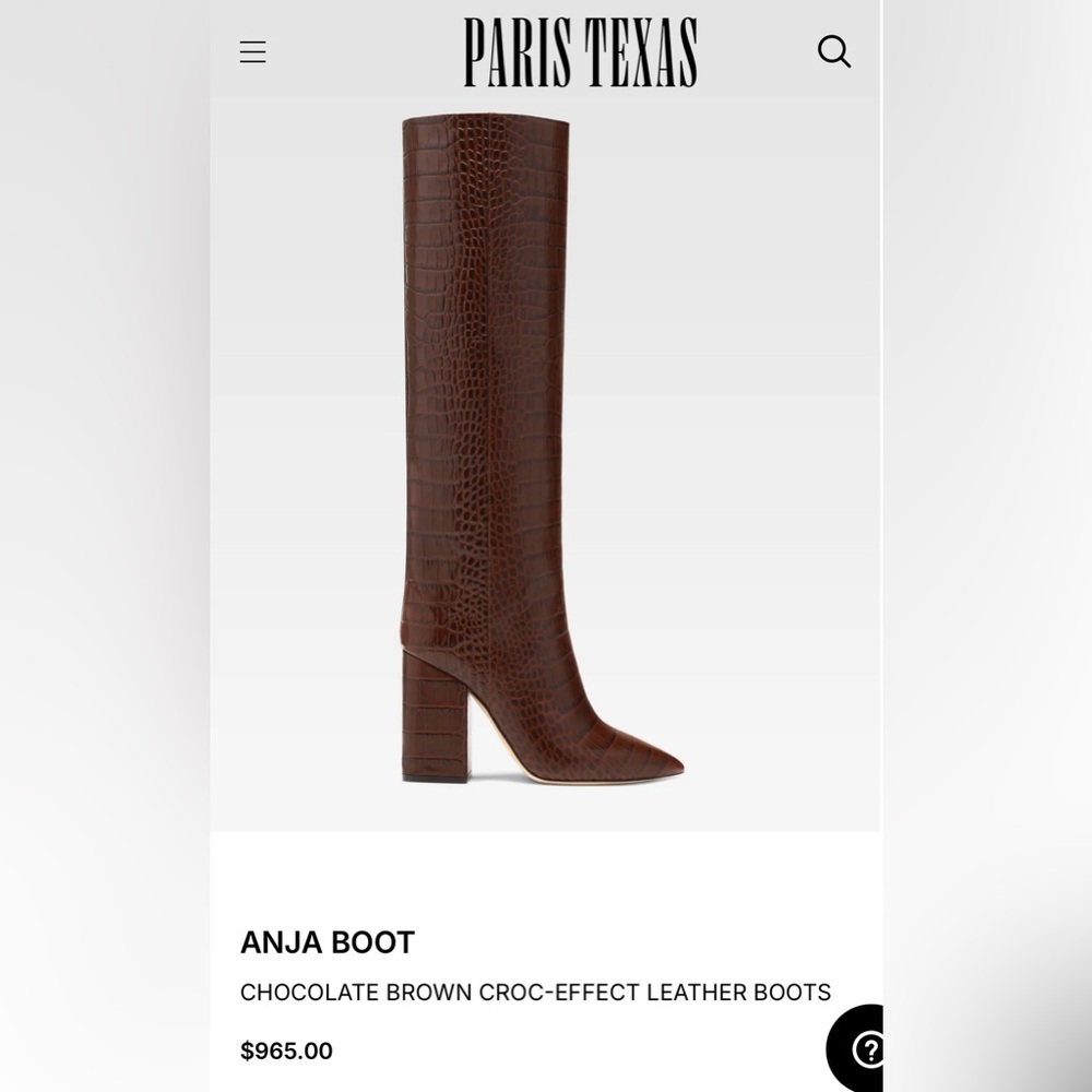 Paris Texas Anja knee-high boot pointed toe chunky heel brown croc leather 39 9 - Picture 15 of 16